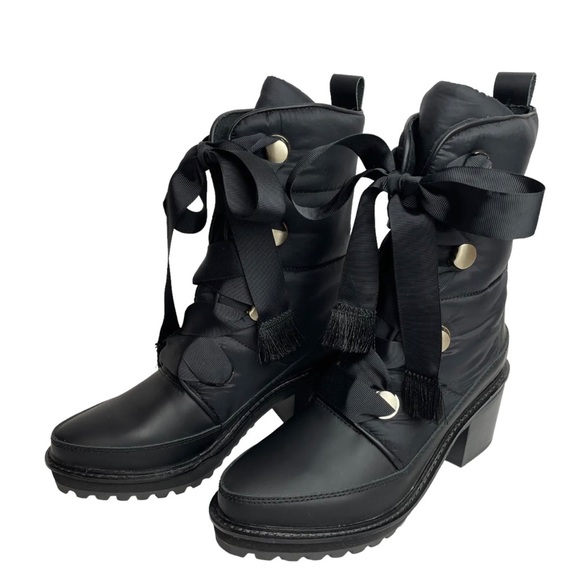 Kelsi Dagger Brooklyn Puffin Boot Black US 8.5 Women Mid Calf Lace Up Lug Sole - Picture 2 of 7